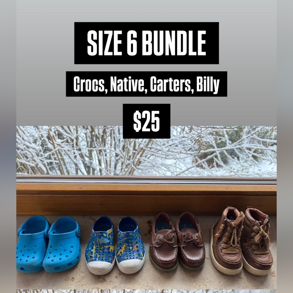 Toddler Boys Size 6 Shoe Bundle: Crocs Native Carters Billy